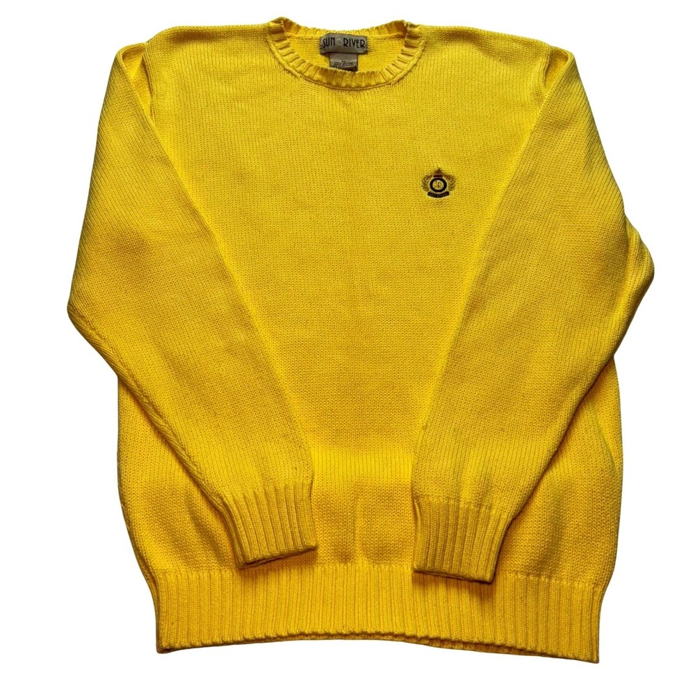 Vintage Sun River Yellow Crest Knit Sweater Size M